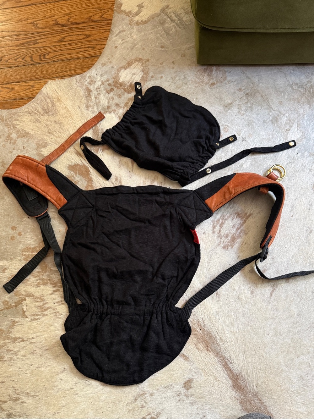 Sakura Bloom Onbuhimos - genuine leather + black viscose cloth